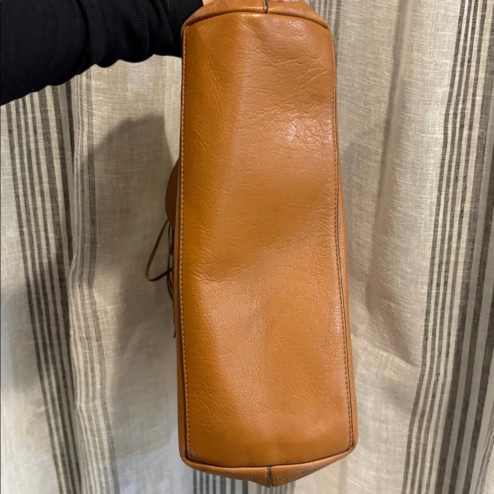 Tory Burch Cognac Leather Hobo with Braided Handle and Tassel